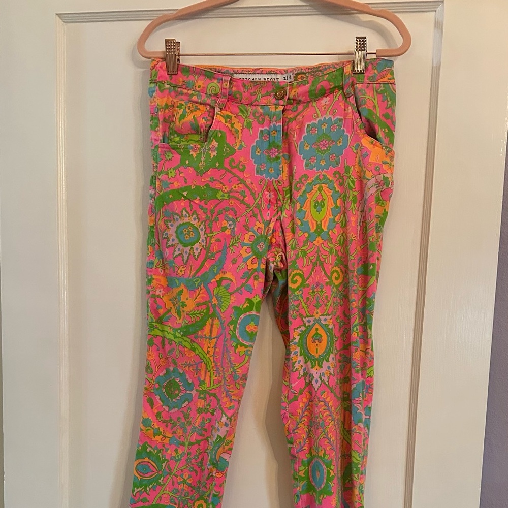 Colorful Floral Patterned Pants GRETCHEN SCOTT SZ MEDIUM